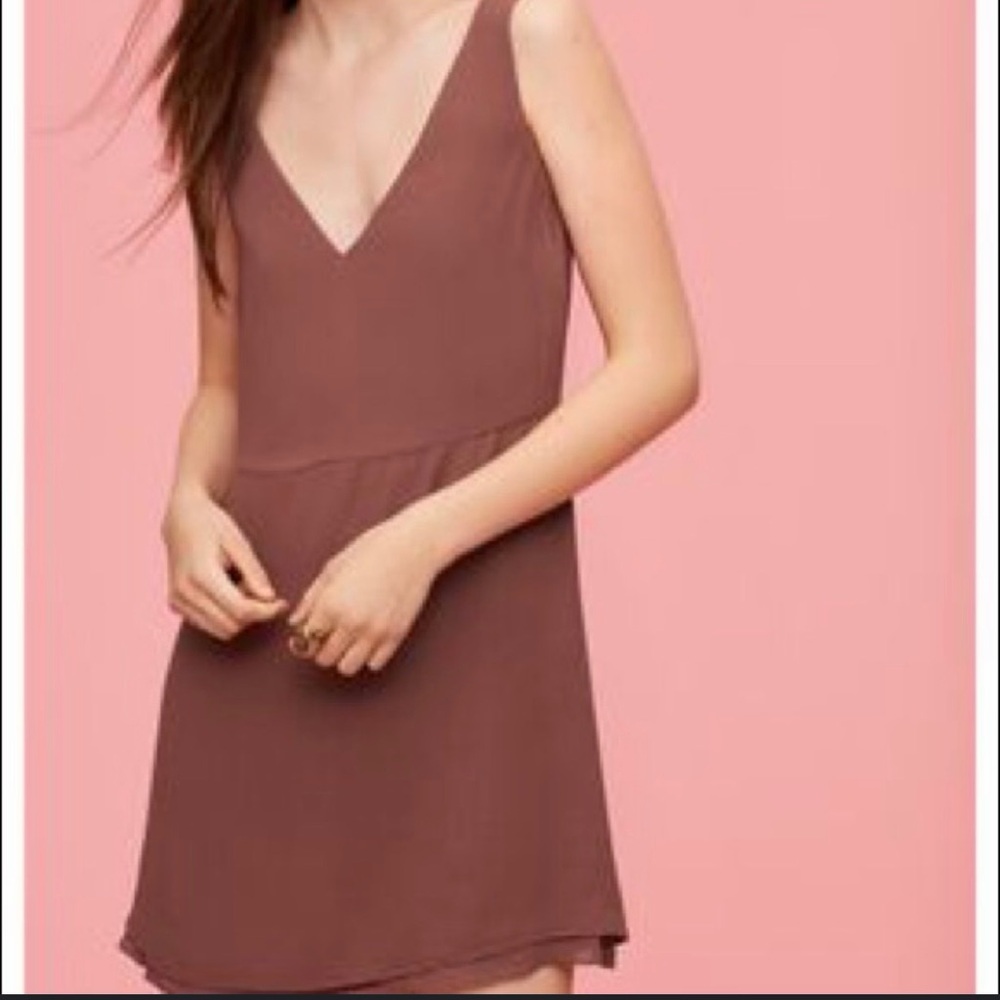 Little Moon Aritzia Tank Dress Size 0 Brown Lined V-Neck‎ Sleeveless Mini
